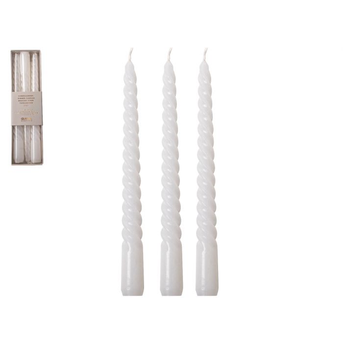 Gusta Dinerkaarsen Swirl Wit 20 cm - 3 Stuks Gusta Dinerkaarsen Swirl Wit 20 cm - 3 Stuks