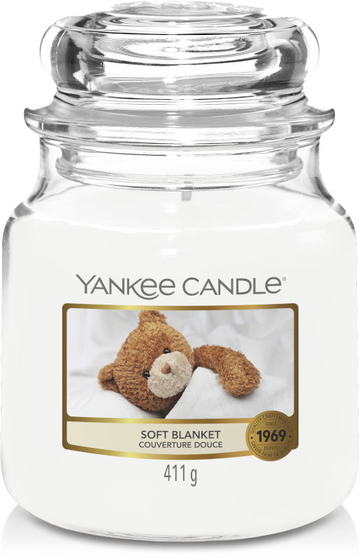 Yankee Candle Soft Blanket Medium Candle Jar|white