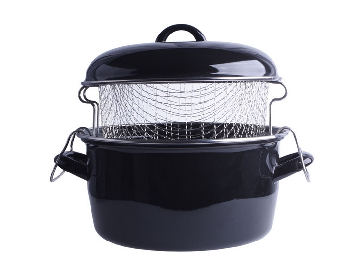 Easyline Emaille Frituurpan Met Mand O 24 easyline kopen in de aanbieding