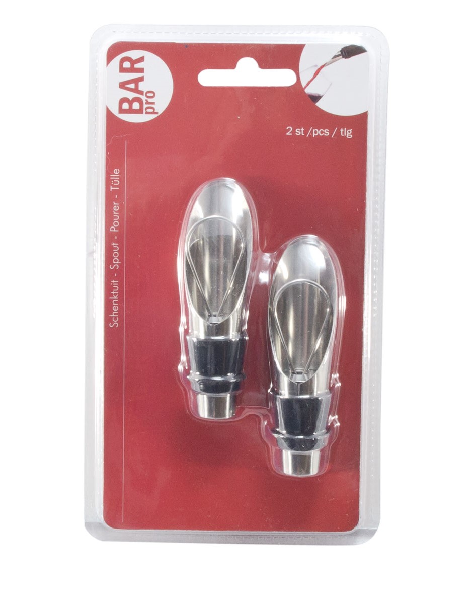 Wijnstoppers met Schenktuit RVS - 2 Stuks Wijnstoppers met Schenktuit RVS - 2 Stuks