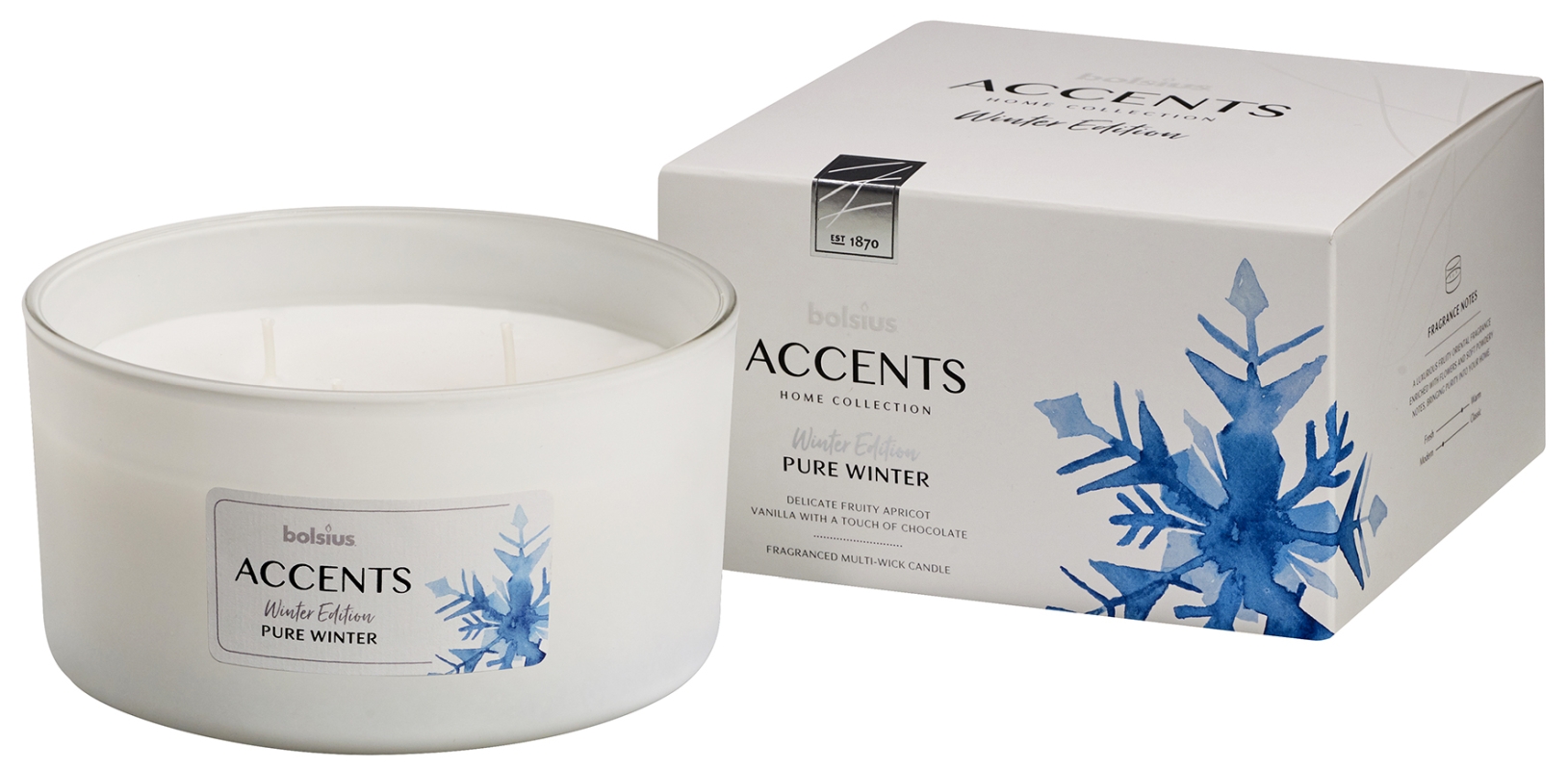 Bolsius Geurkaars In Glas Accents Multi Lont Pure Winter 83145 Mm bolsius kopen in de aanbieding