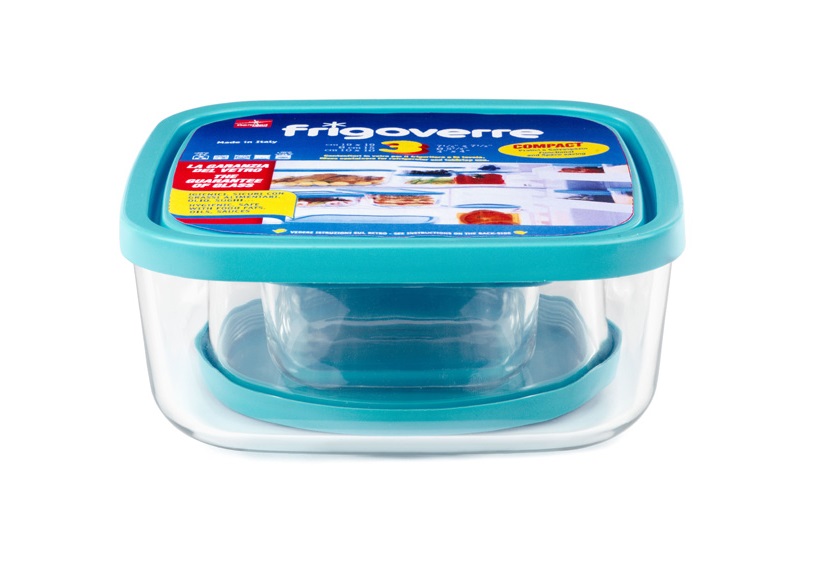 Bormioli Vershoudbakjes Frigoverre Blauw 3-Delig Bormioli Vershoudbakjes Frigoverre Blauw 3-Delig