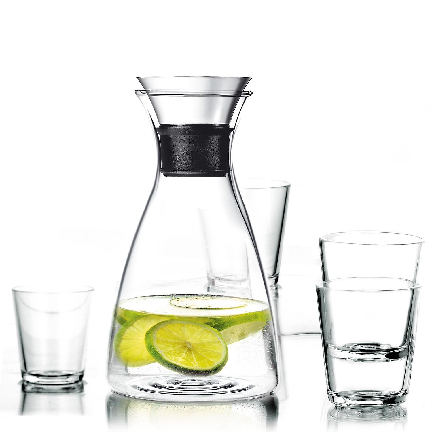 Eva Solo Karaf Drupvrij 1 Liter + 4 Glazen 25 cl Eva Solo Karaf Drupvrij 1 Liter + 4 Glazen 25 cl
