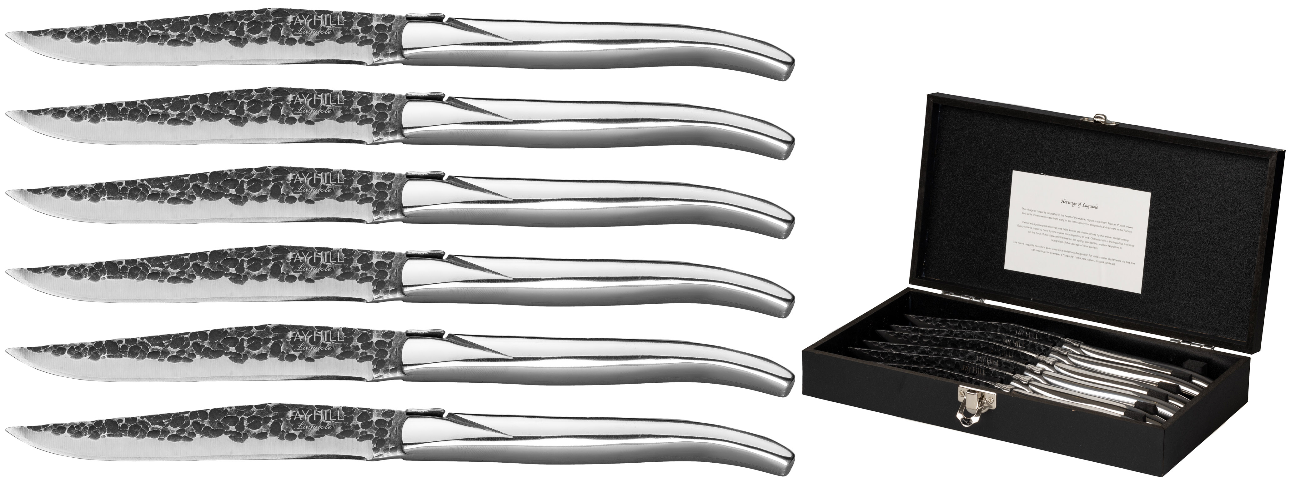 Jay Hill Steakmessen Laguiole Raw Black RVS 6 Stuks Jay Hill Steakmessen Laguiole Raw Black RVS 6 Stuks