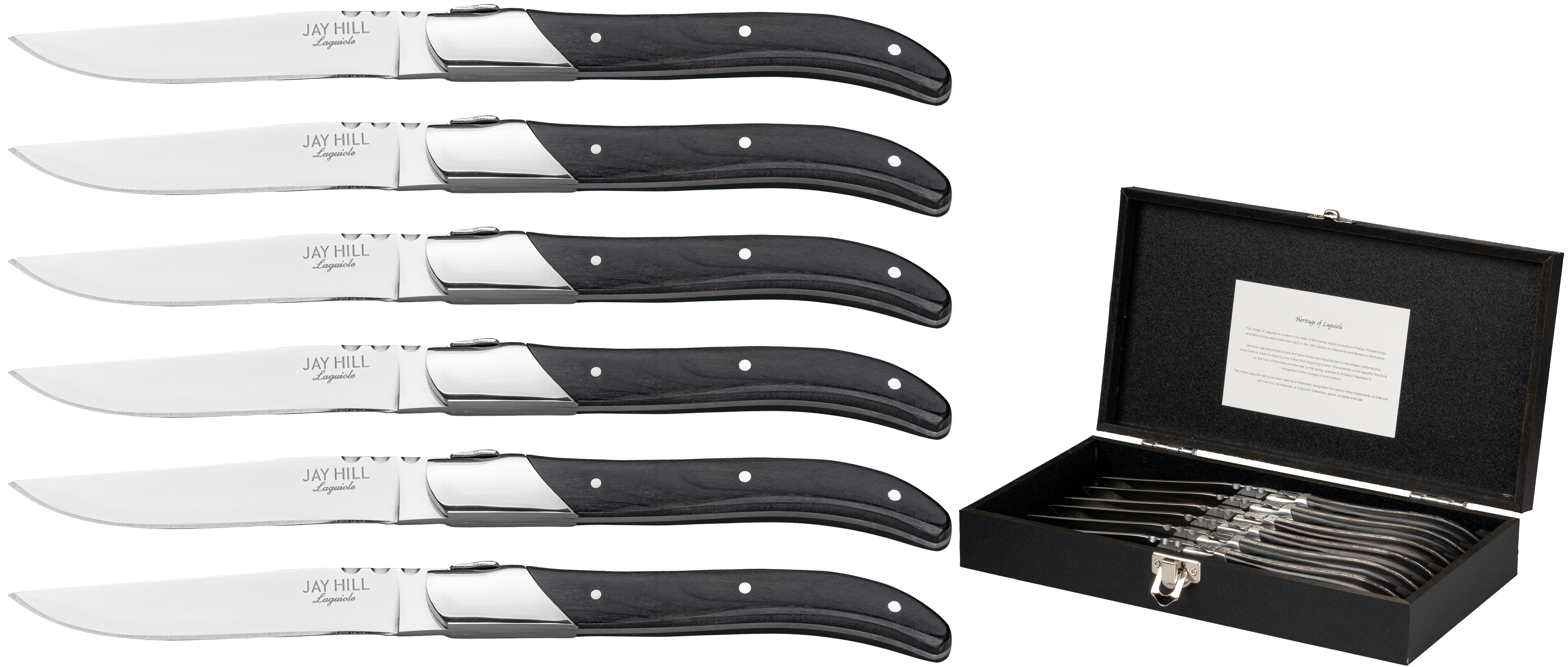 Jay Hill Steakmessen Laguiole Zwart 6 Stuks Jay Hill Steakmessen Laguiole Zwart 6 Stuks