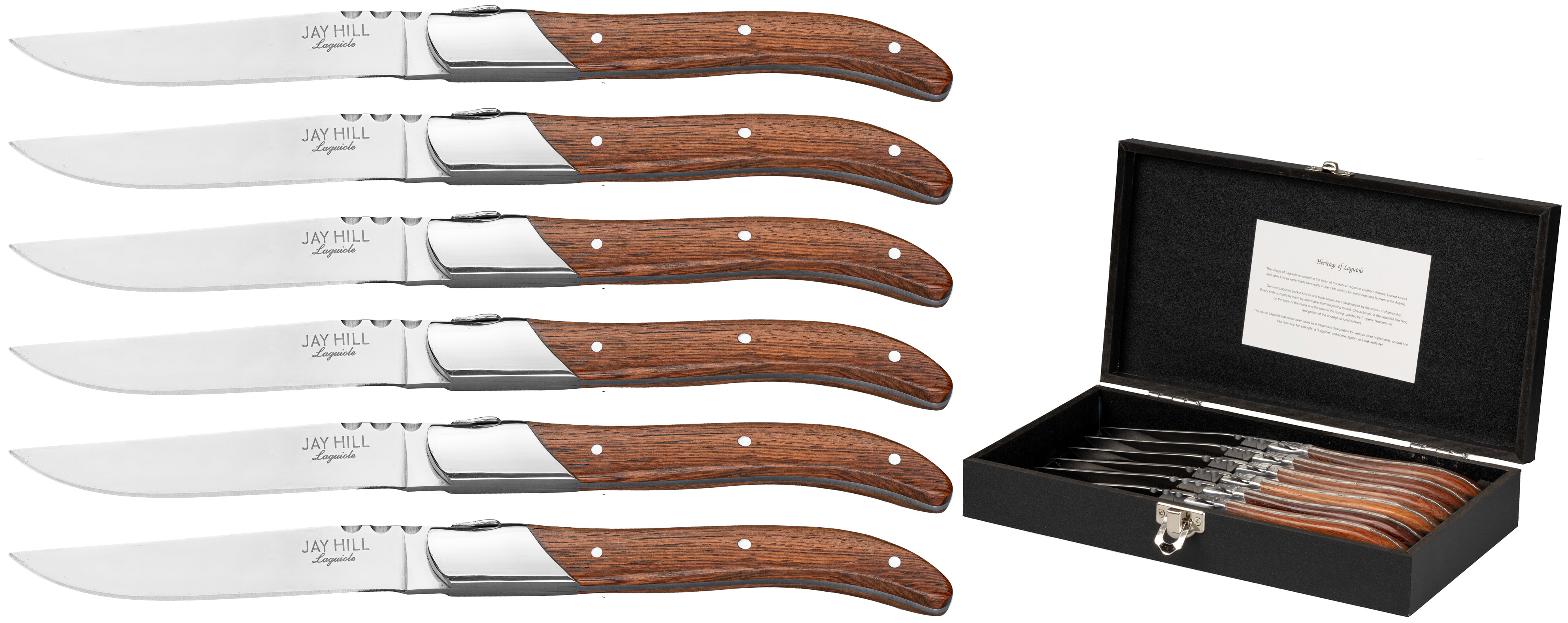 Jay Hill Steakmessen Laguiole Rozenhout 6 Stuks Jay Hill Steakmessen Laguiole Rozenhout 6 Stuks