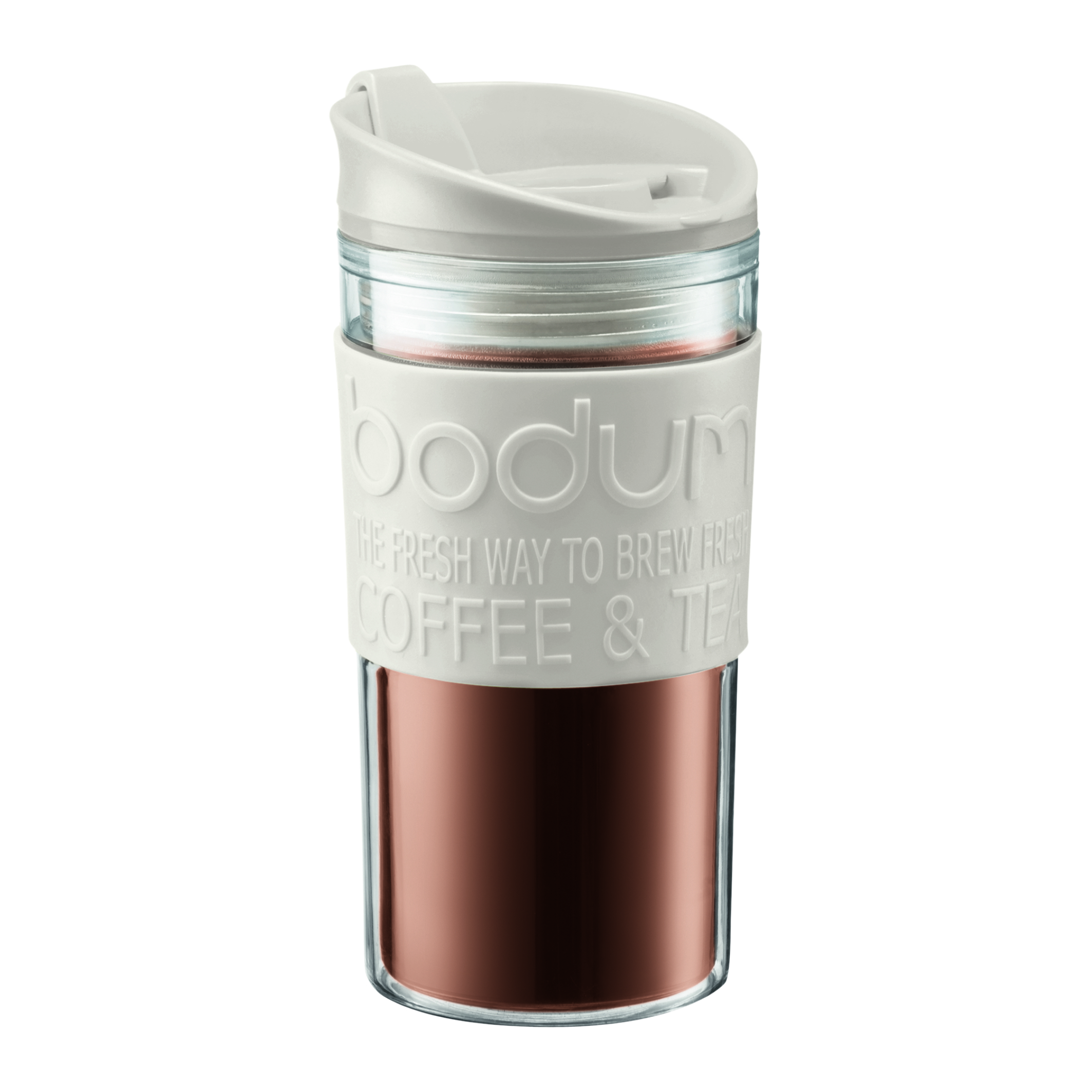 Bodum Thermosbeker Travel Mug Wit Transparant 0.35 Liter Bodum Thermosbeker Travel Mug Wit Transparant 0.35 Liter