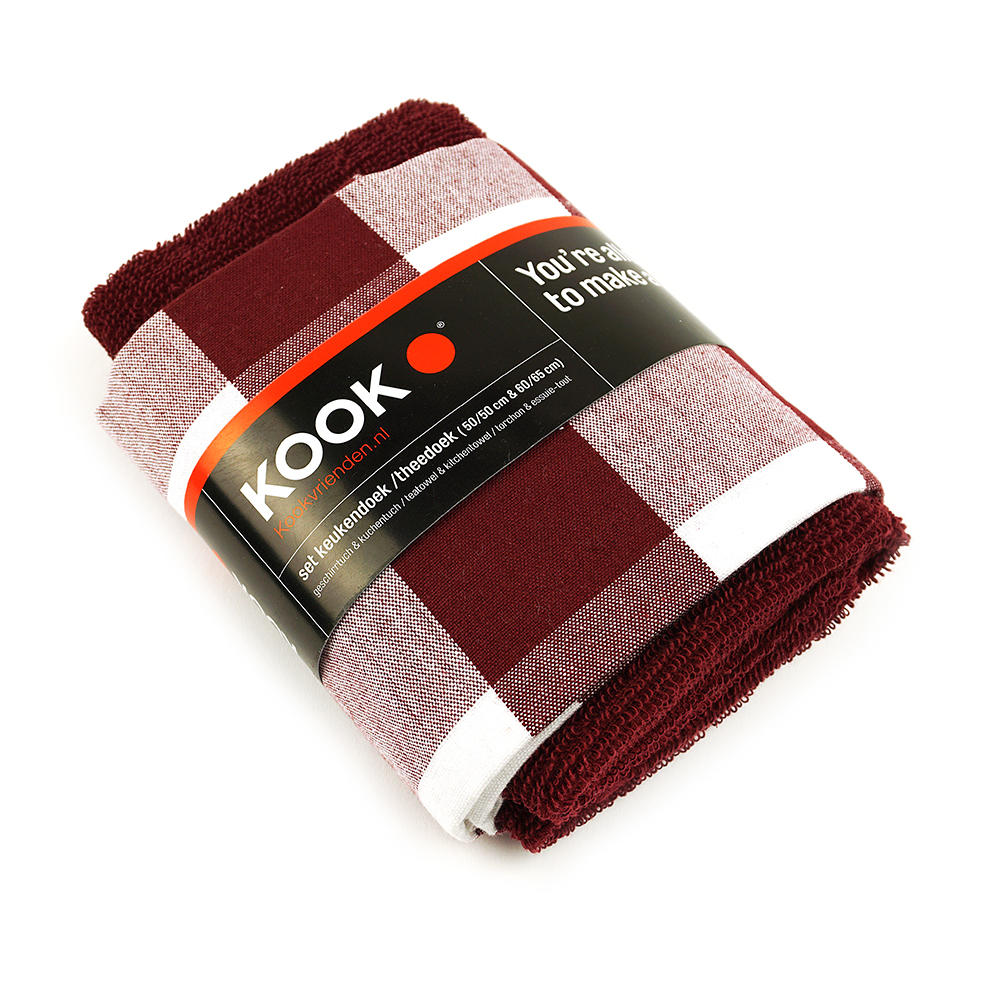 Kook Thee En Keukendoekset Ruit Rood kook kopen in de aanbieding