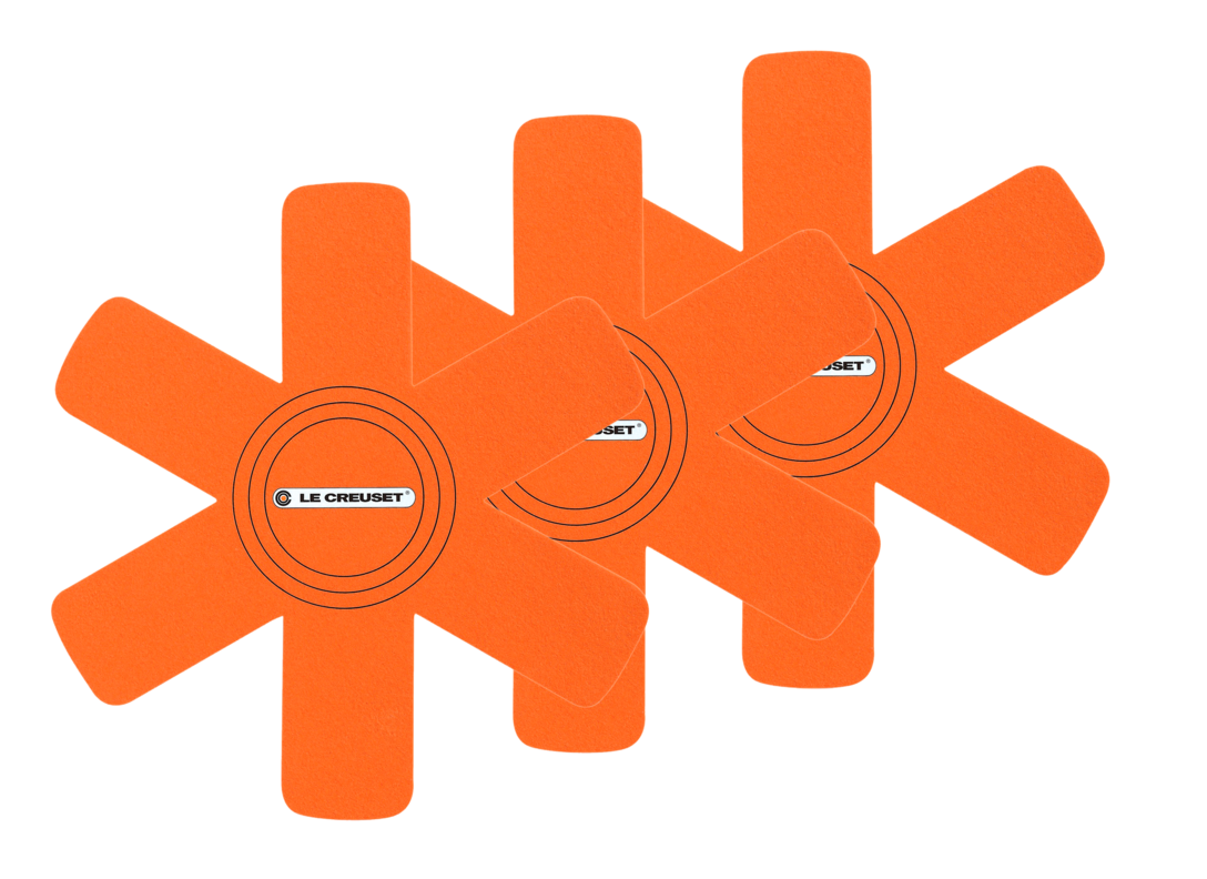 Le Creuset Pannenbeschermers Oranje-Rood 3-Delig Le Creuset Pannenbeschermers Oranje-Rood 3-Delig