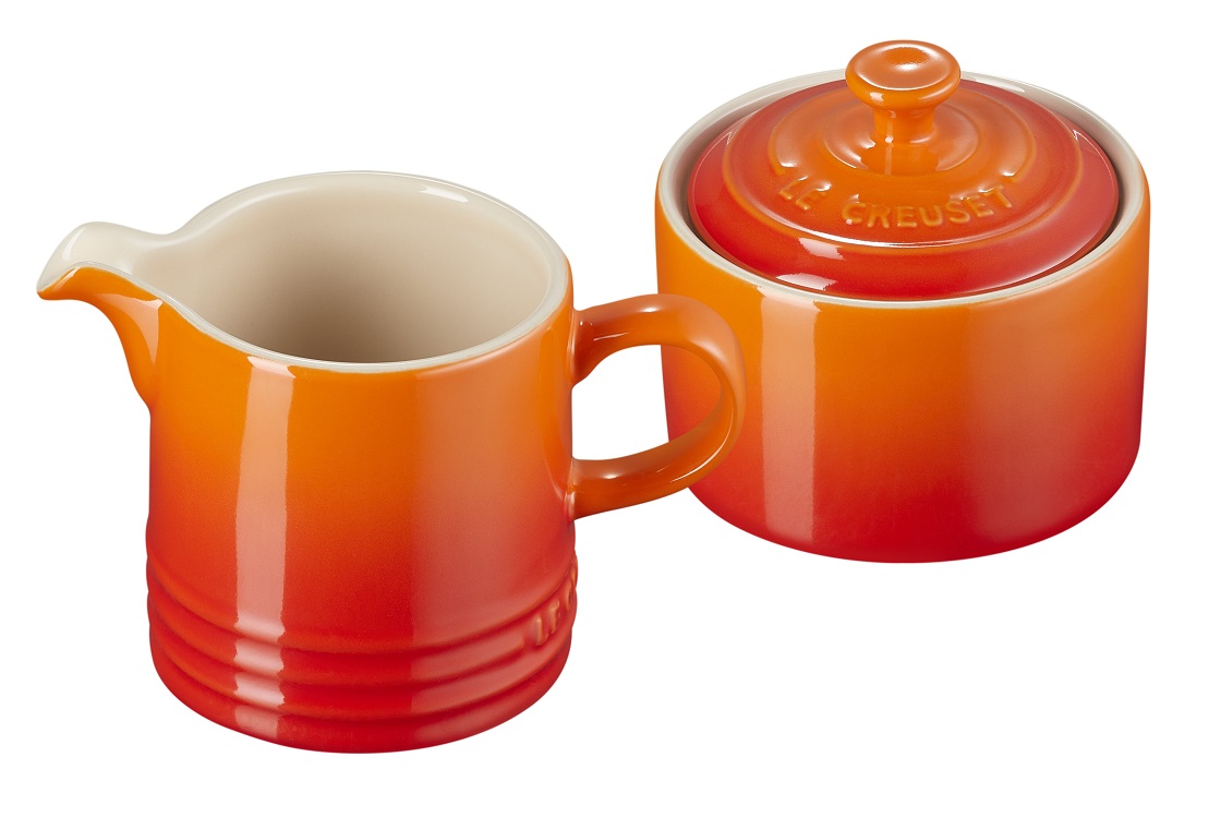 Le Creuset Melk en Suiker Set Oranje-Rood Le Creuset Melk en Suiker Set Oranje-Rood