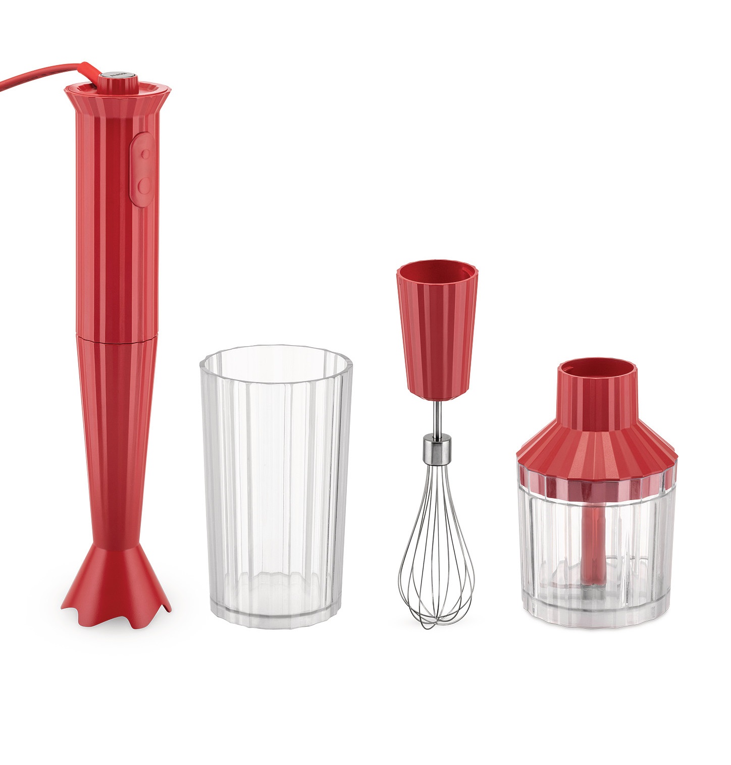 Alessi Staafmixer Plissé Rood - Compleet Alessi Staafmixer Plissé Rood - Compleet