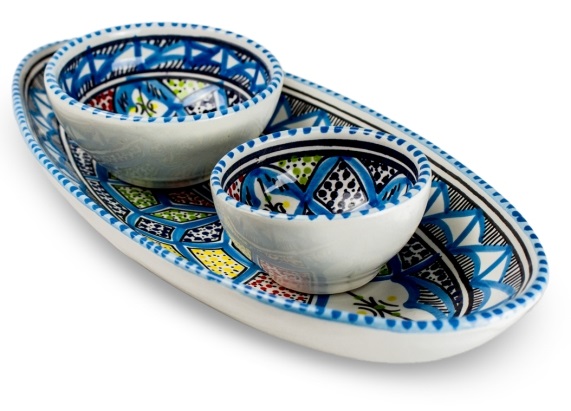 Dishes Deco Ovale Turquoise Blue Set 3 Delig dishes deco kopen in de aanbieding