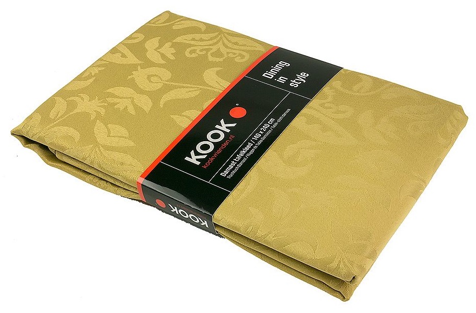 KOOK Tafelkleed Damast Goud 140 x 240 cm KOOK Tafelkleed Damast Goud 140 x 240 cm