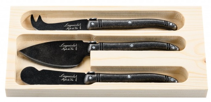 Laguiole Style de Vie Kaasmessenset Black Stonewash Laguiole Style de Vie Kaasmessenset Black Stonewash