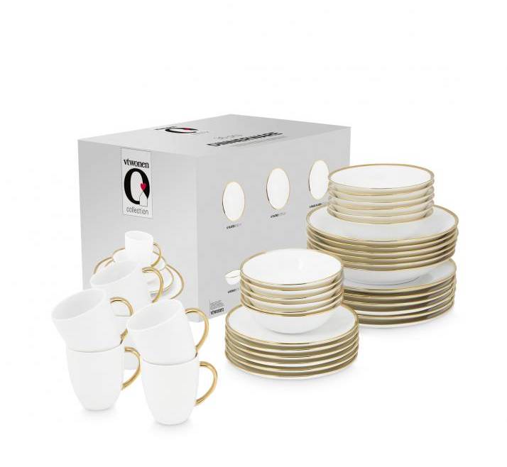 VT Wonen Serviesset Raw Goud Wit 36-Delig VT Wonen Serviesset Raw Goud Wit 36-Delig