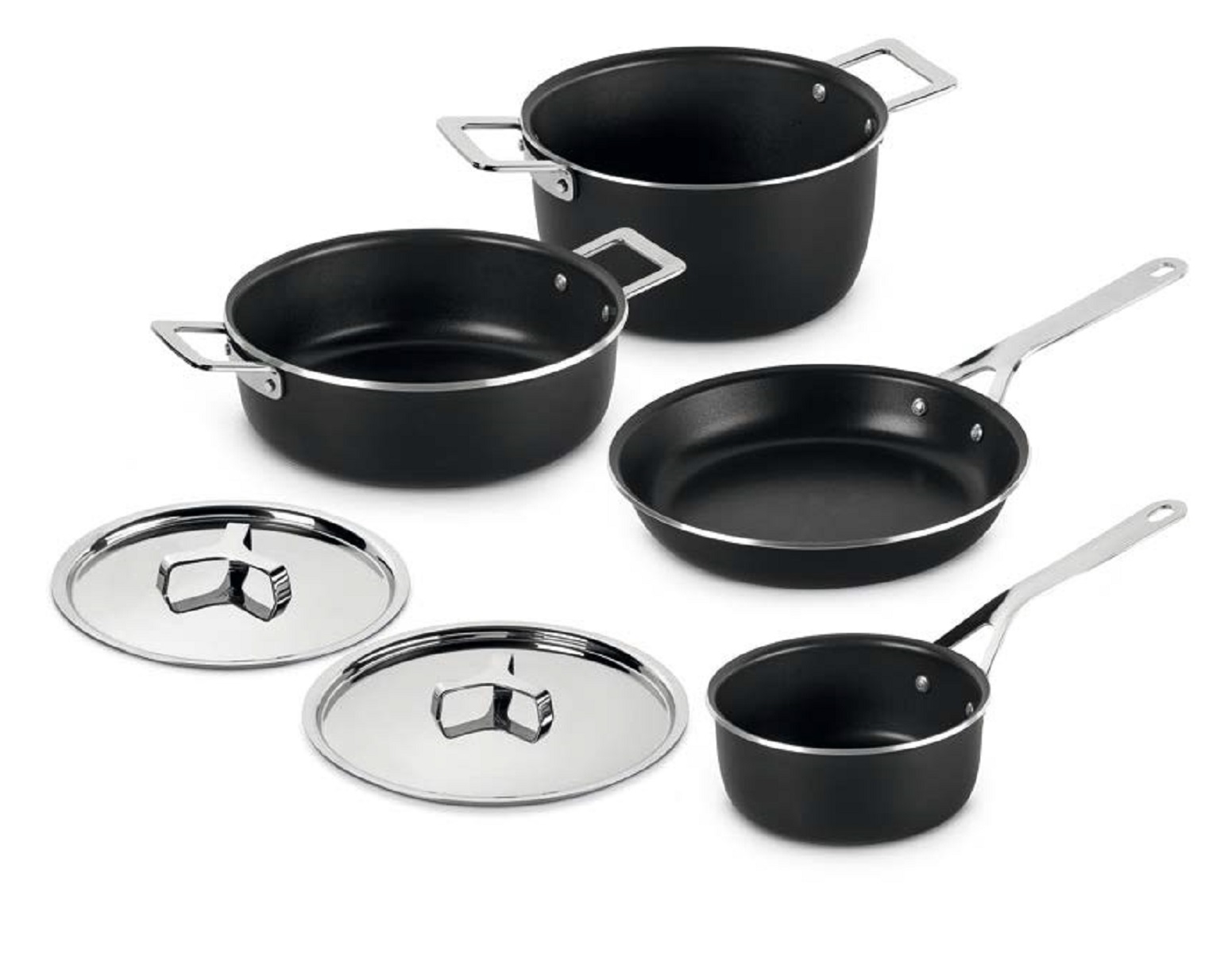 Alessi Pannenset Pots&Pans Zwart 4-Delig Alessi Pannenset Pots&Pans Zwart 4-Delig