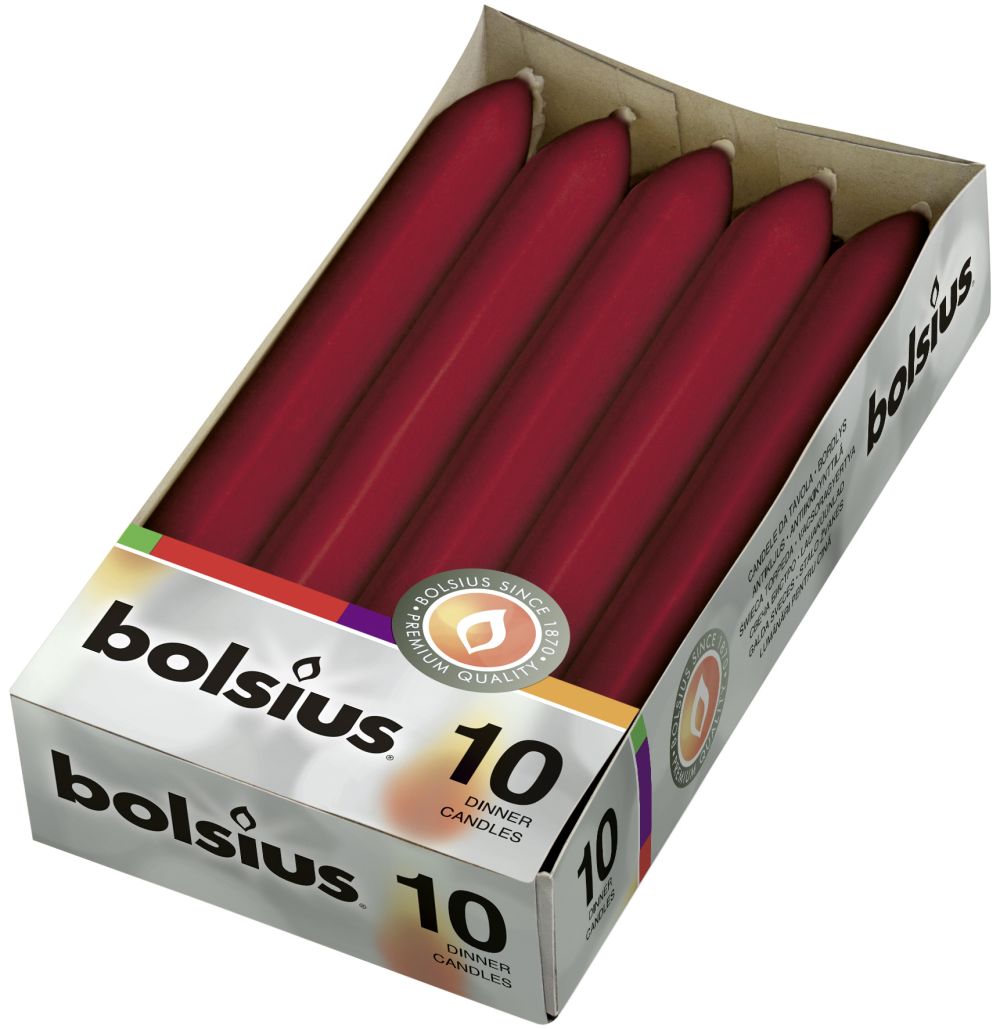 Bolsius Dinerkaarsen Wijnrood - 10 Stuks Bolsius Dinerkaarsen Wijnrood - 10 Stuks