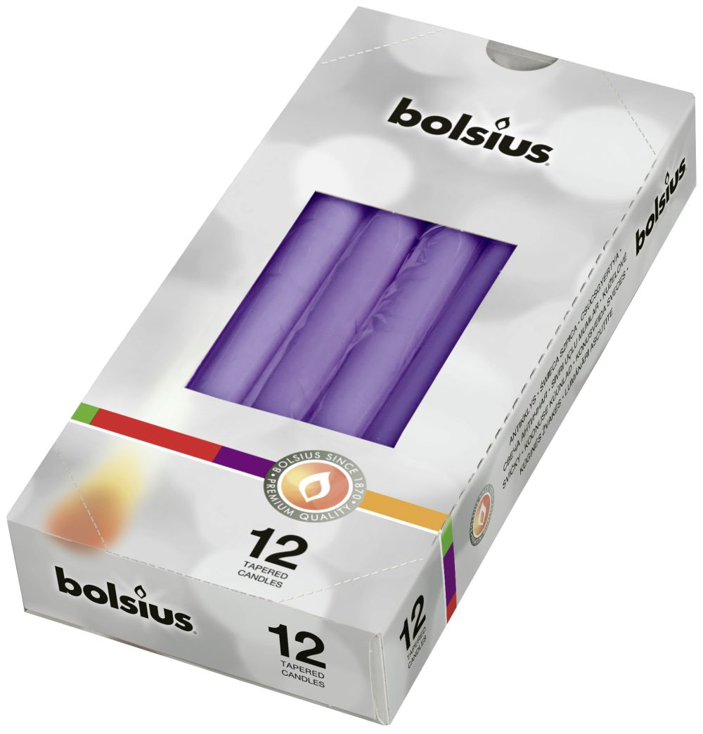 Bolsius Gotische Kaarsen Ultra Violet - 12 Stuks Bolsius Gotische Kaarsen Ultra Violet - 12 Stuks