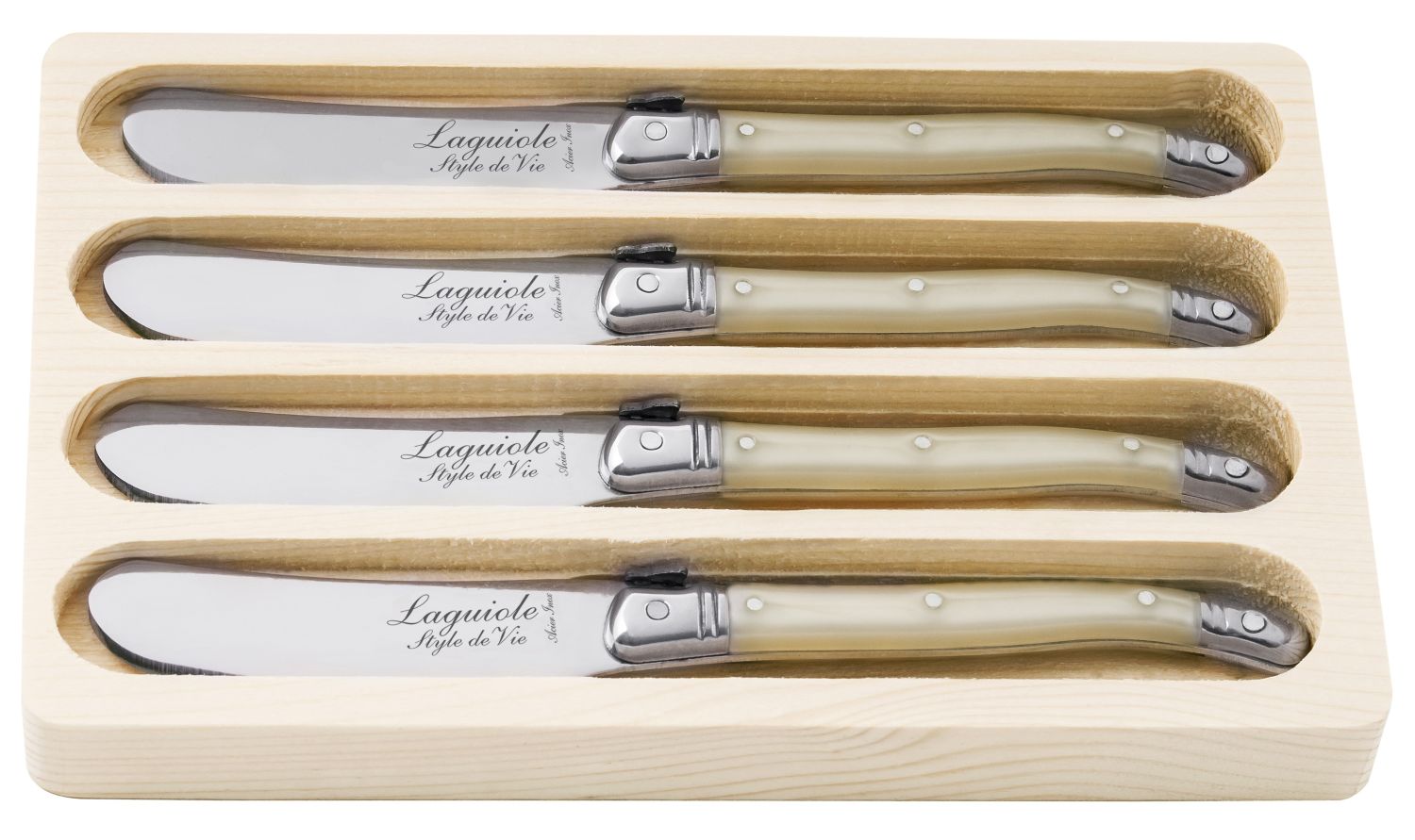 Laguiole Style de Vie Botermessen Parelmoer - 4 Stuks Laguiole Style de Vie Botermessen Parelmoer - 4 Stuks
