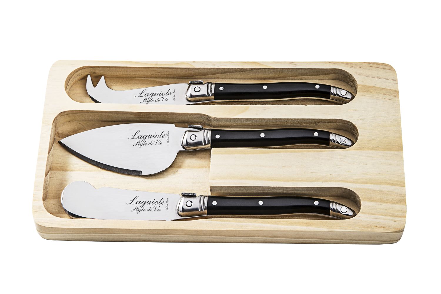 Laguiole Style De Vie Kaasmessen Zwart 3-Delig Laguiole Style De Vie Kaasmessen Zwart 3-Delig