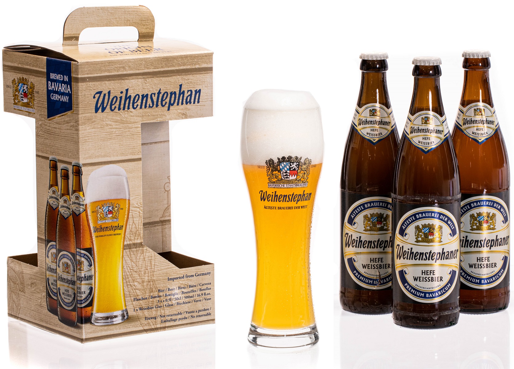 Weihenstephaner Hefe Weizen Bierpakket 3 x 50 cl + Glas Weihenstephaner Hefe Weizen Bierpakket 3 x 50 cl + Glas